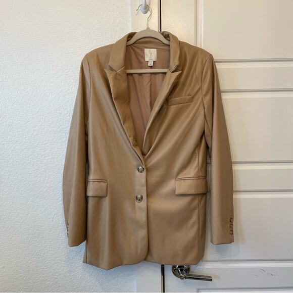 Joie Faux Leather Blazer - Picture 3 of 5